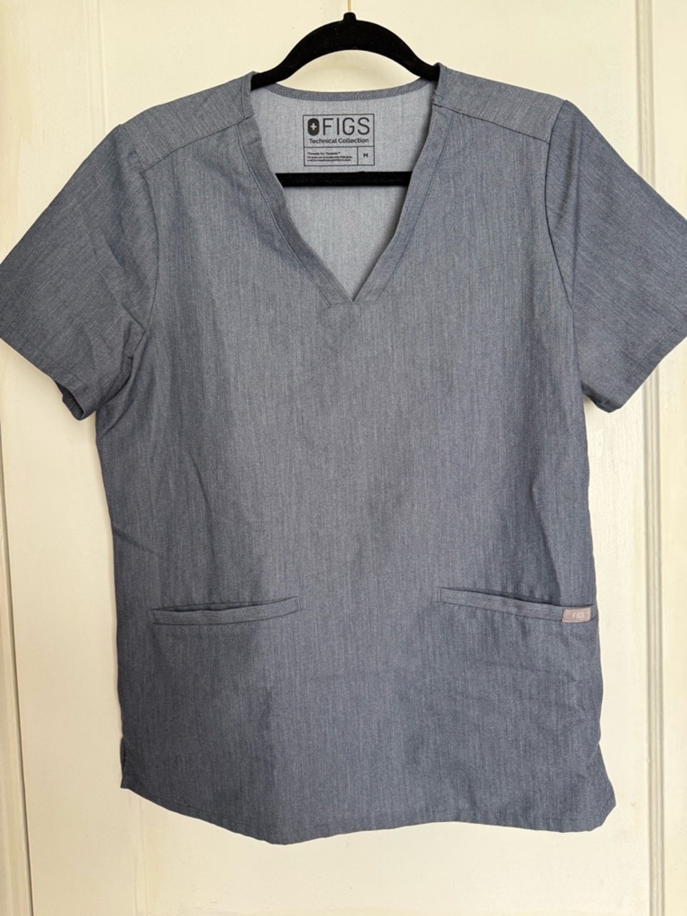 FIGS Medium Heather Denim Casma Top